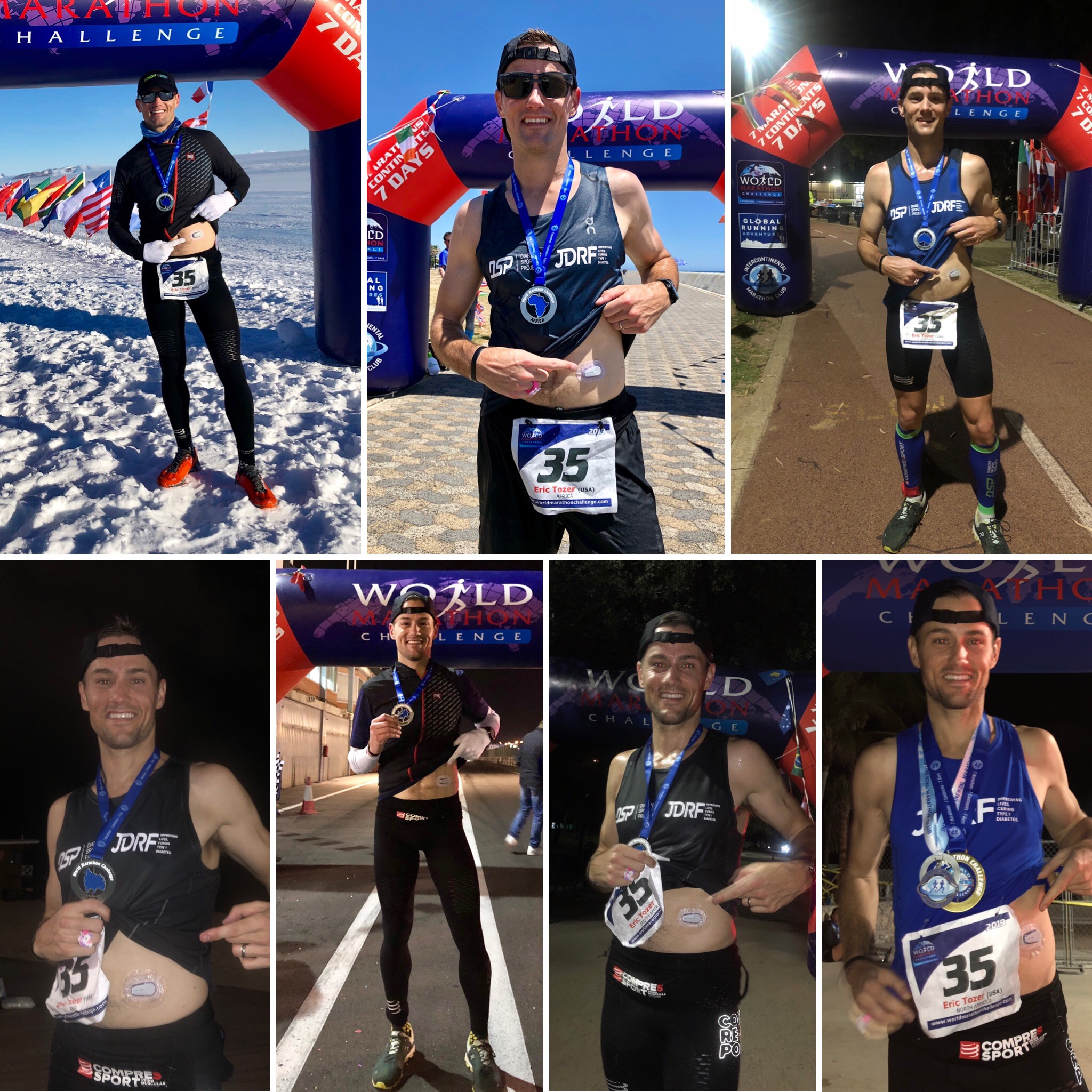 Eric Tozer managed his diabetes during each leg of the of the 2019 World Marathon Challenge